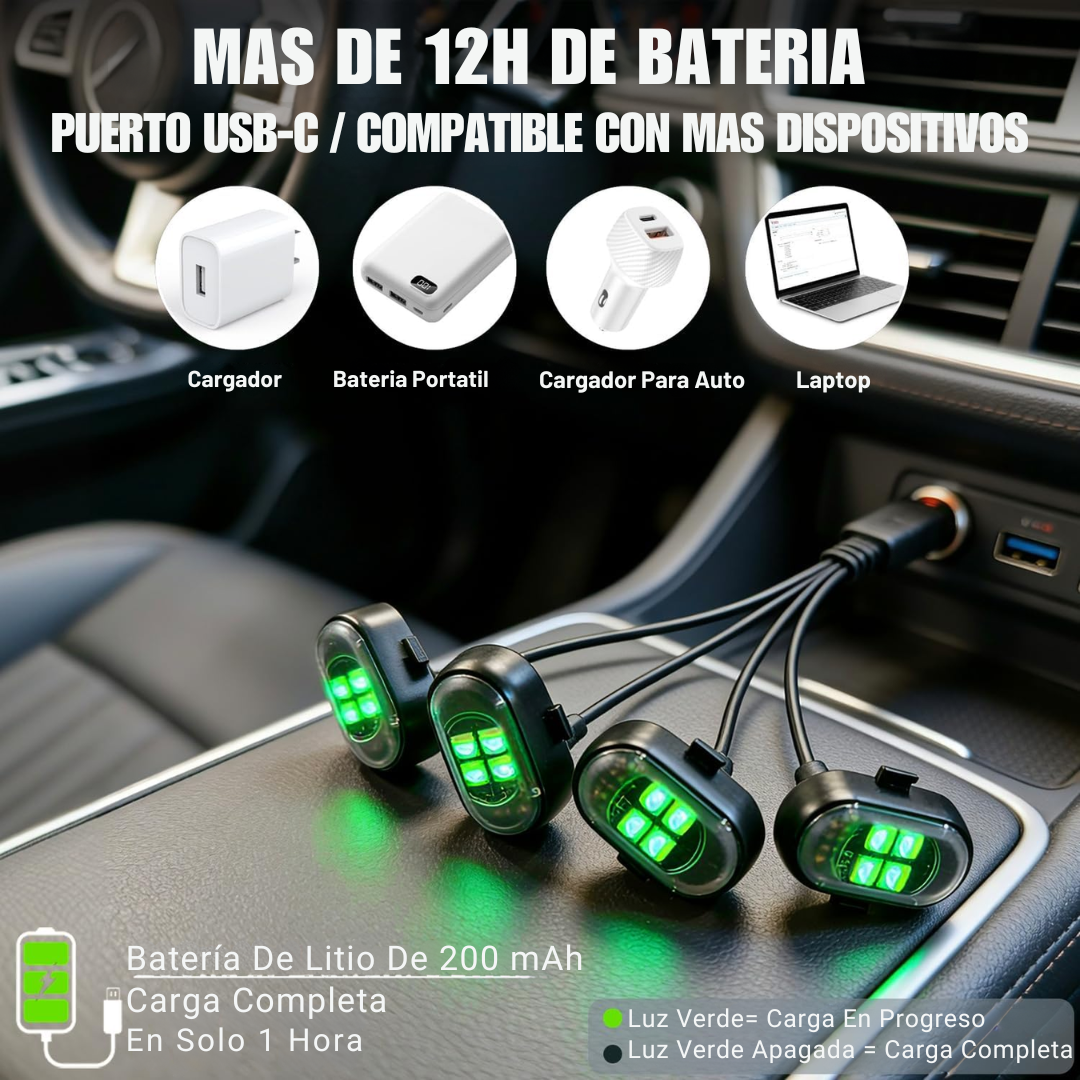 Kit De Luces LED RGB Recargable Para Coche Con Control Remoto