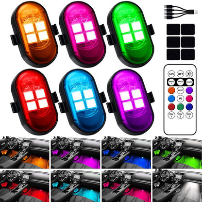 Kit De Luces LED RGB Recargable Para Coche Con Control Remoto